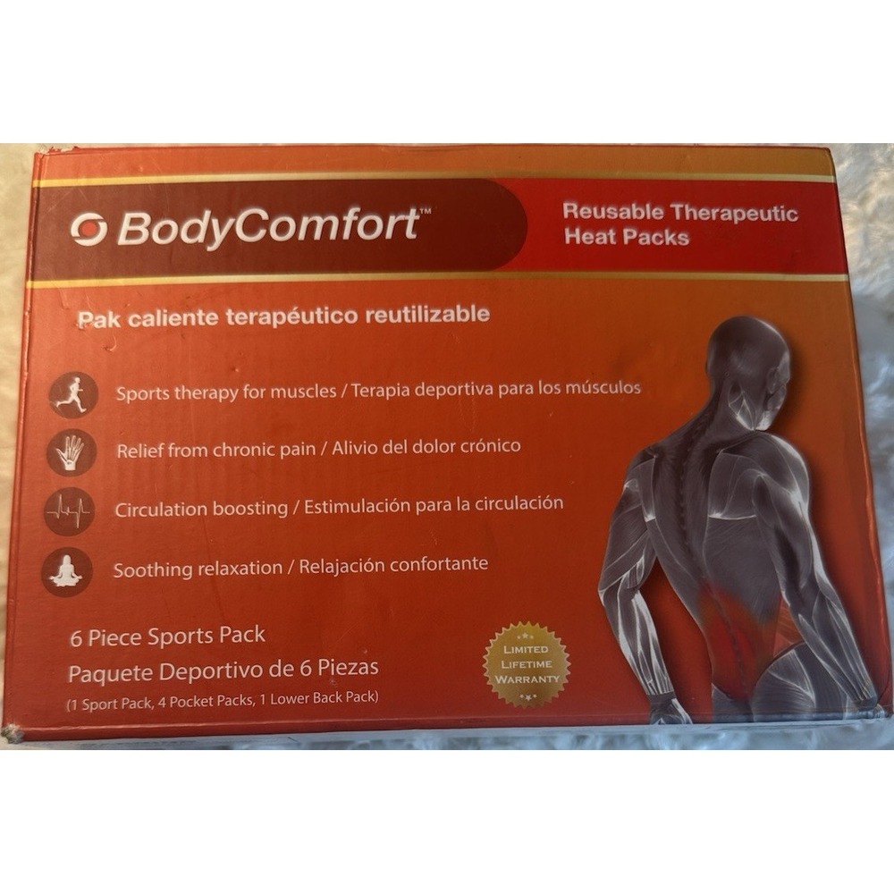 BodyComfort Reusable Therapeutic Heat Packs 6-Piece Sports Therapy Pack, Red